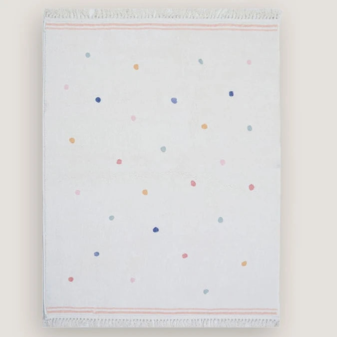 Tapis Rectangulaire à Pois Colorés avec Franges Tapis Tapis chambre, Tapis enfant
