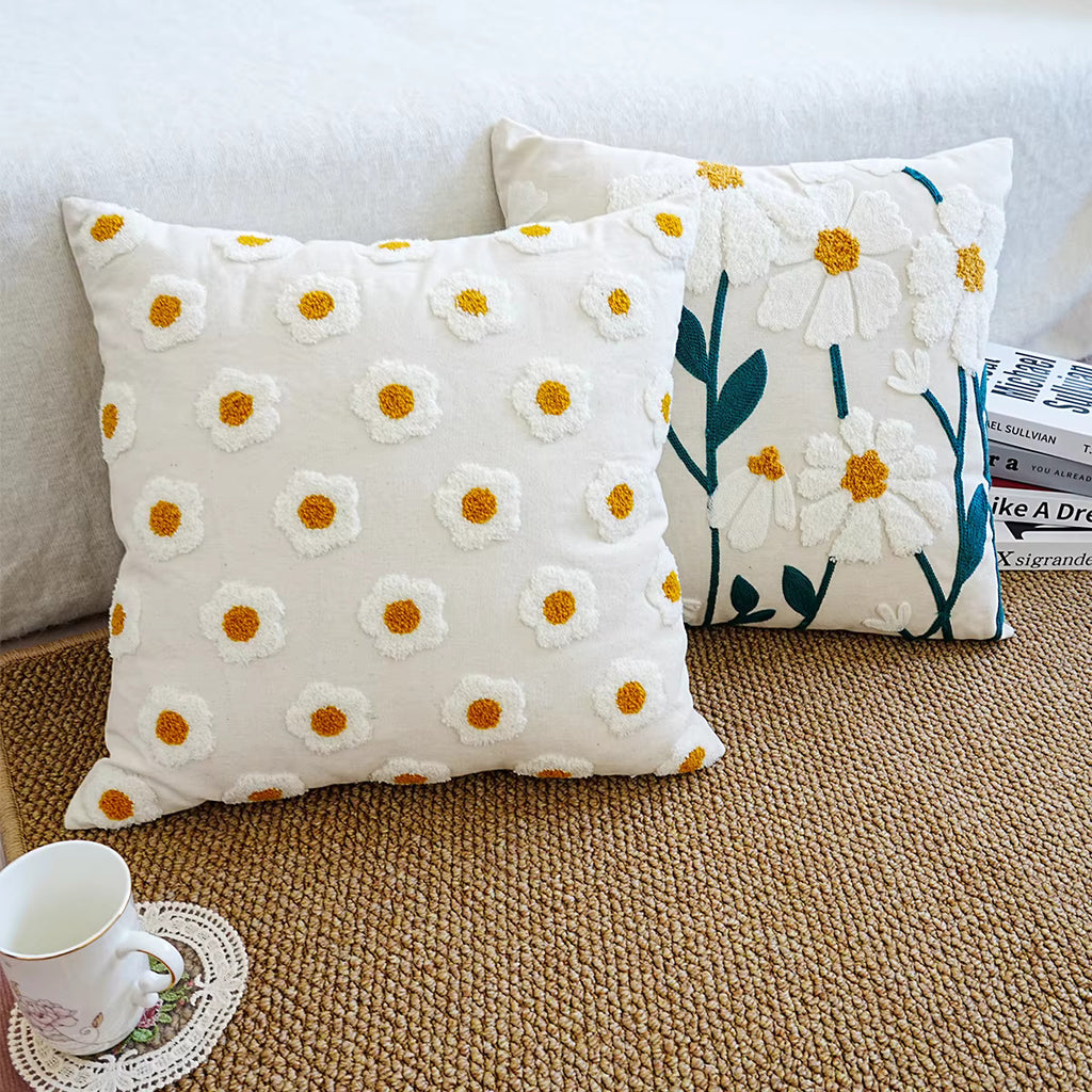 Housse de coussin en velours brodé 45x45cm