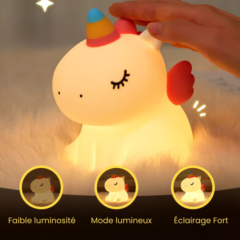 Veilleuse bébé et enfant licorne en silicone