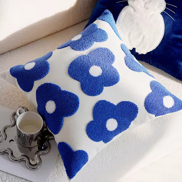 Housse de coussin en velours brodé 45x45cm