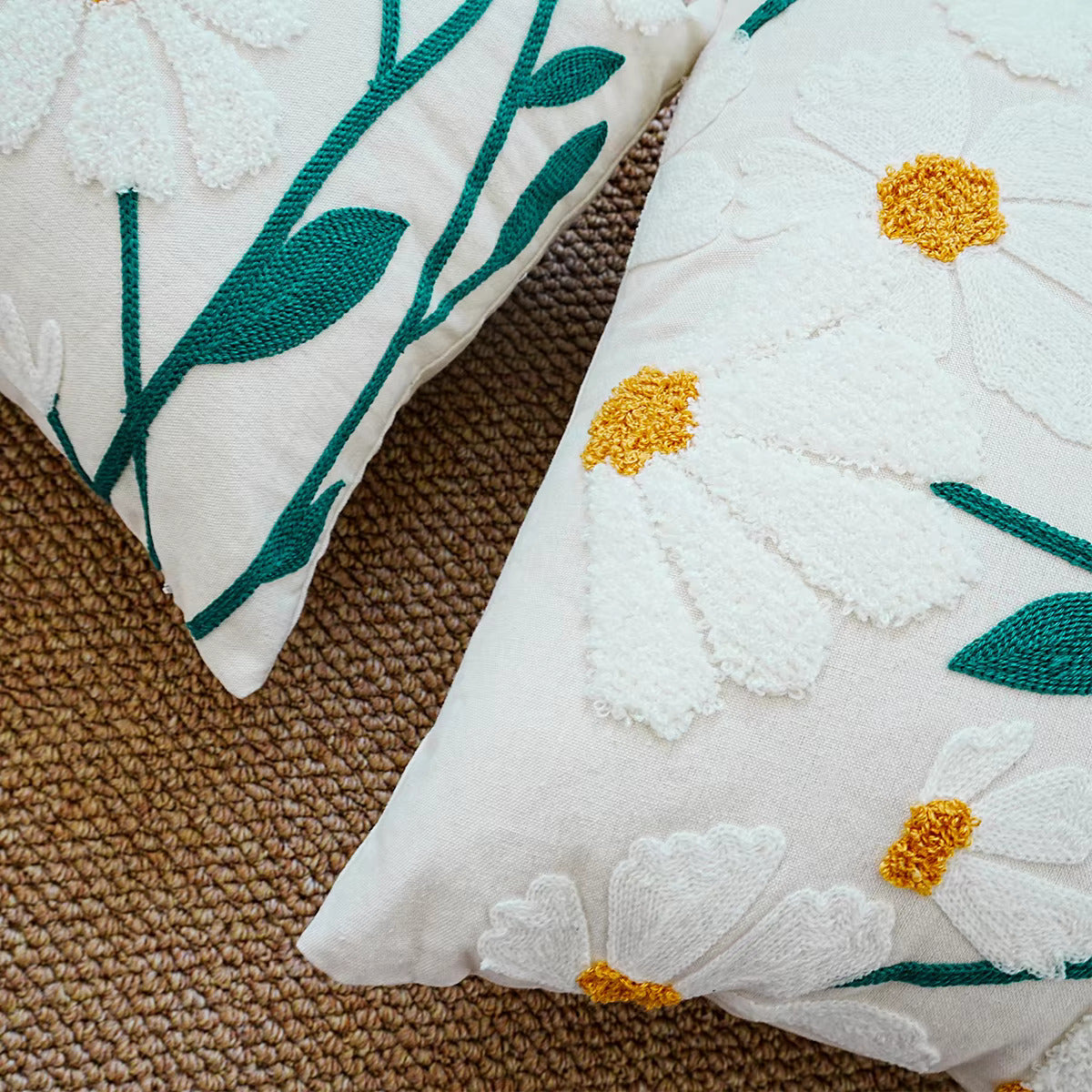 Housse de coussin en velours brodé 45x45cm