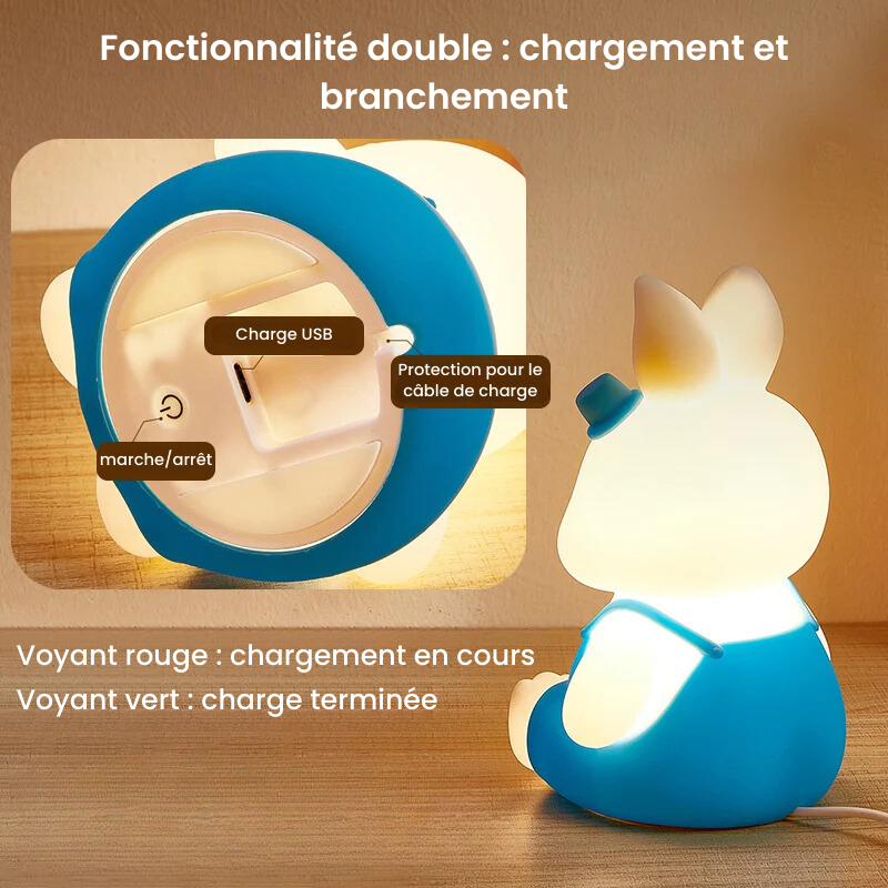 Veilleuse bébé et enfant lapin LED multicolore