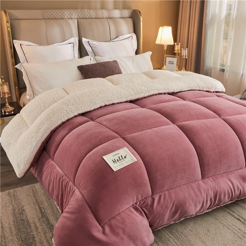 Couette Épaisse d'Hiver en Flanelle Polaire - Nuance Rosée Poudré Couverture chambre, Couvertures, linge de lit