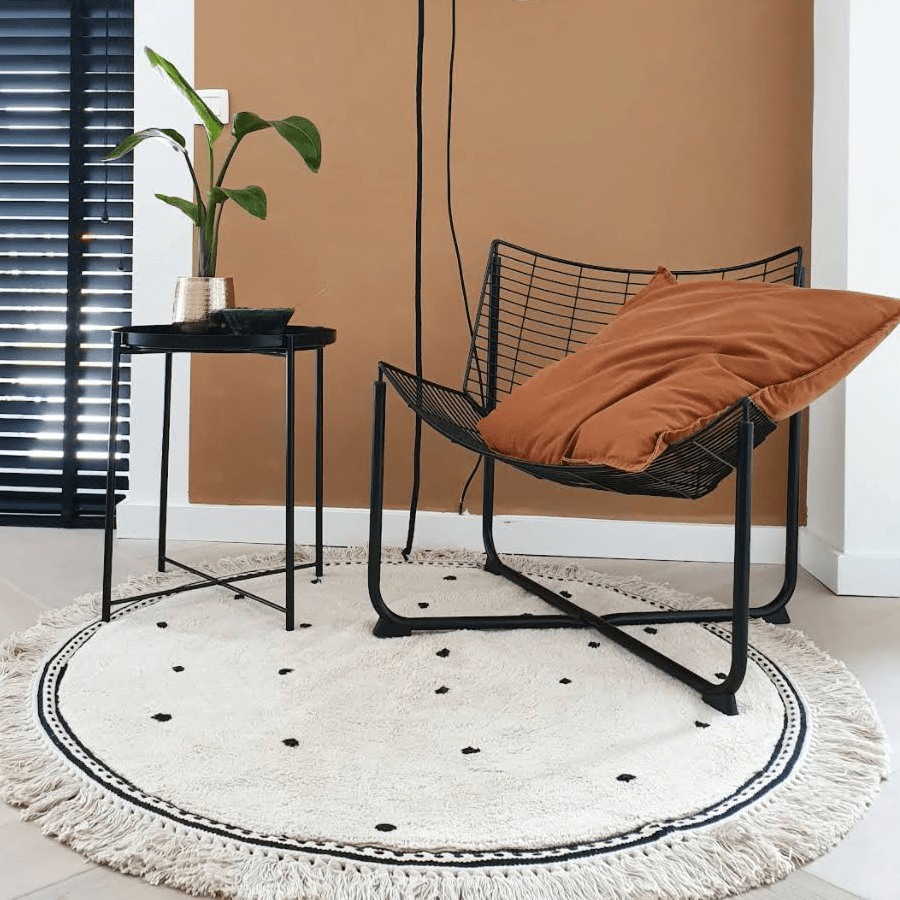 Tapis Rond "Champ de Pois" Crème et Noir - Un Univers Doux Tapis chambre, Tapis adulte, Tapis chambre, Tapis enfant