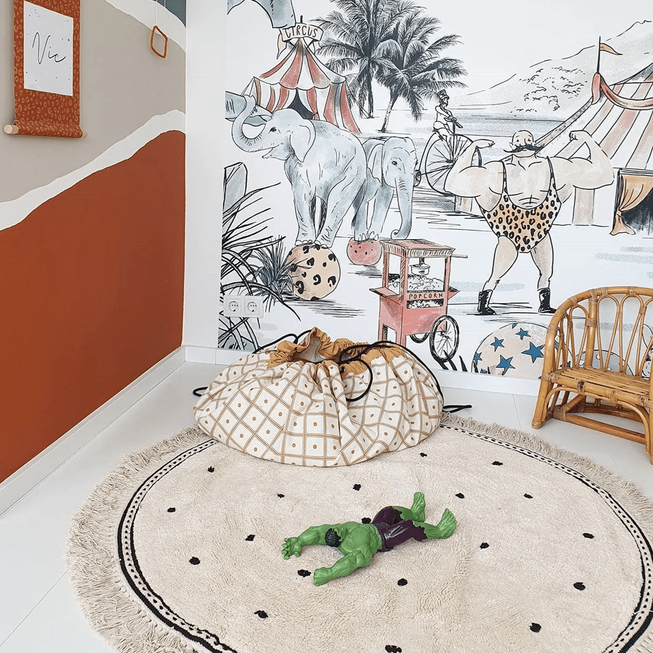 Tapis Rond "Champ de Pois" Crème et Noir - Un Univers Doux Tapis chambre, Tapis adulte, Tapis chambre, Tapis enfant
