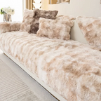 Housse de canapé élégante en fausse fourrure de lapin couleur beige pour un intérieur chic et tendre
