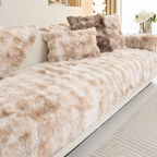Housse de canapé élégante en fausse fourrure de lapin couleur beige pour un intérieur chic et tendre