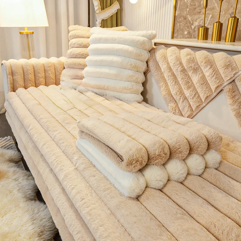 Housse de canapé en fausse fourrure de lapin pour un look audacieux et sophistiqué