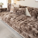 Housse de canapé élégante en fausse fourrure de lapin couleur marron pour un intérieur chic et tendre