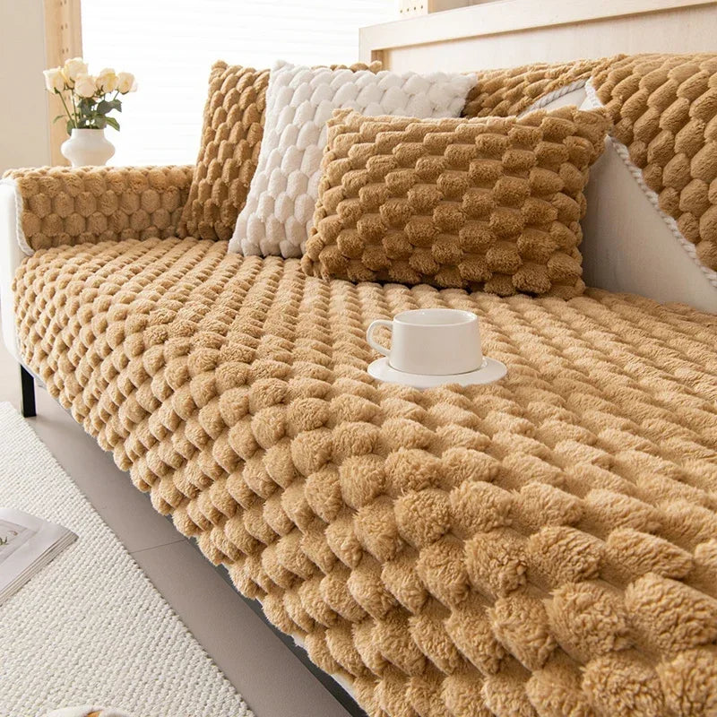 Housse de canapé protection pour sofa en beige caramel, fusion parfaite de fonctionnalité et d'élégance